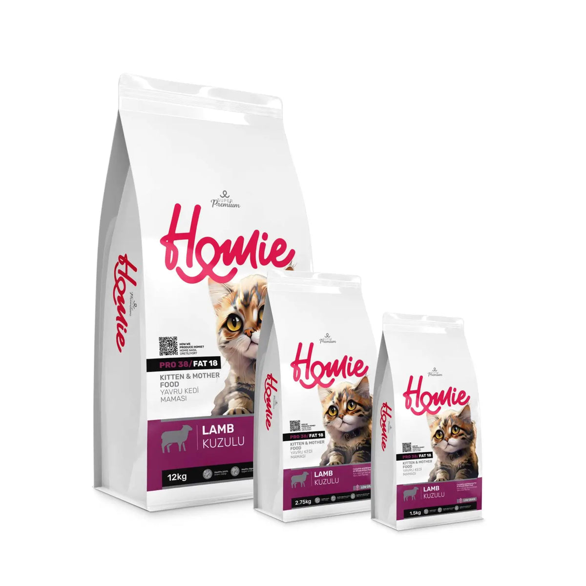 Homie Super Premium Kuzulu Az Tahıllı Yavru ve Anne Kedi Maması