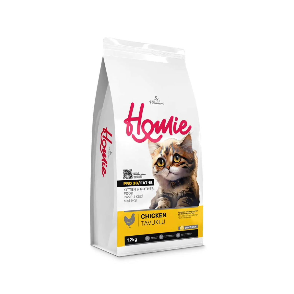 Homie Super Premium Tavuklu Az Tahıllı Yavru ve Anne Kedi Maması