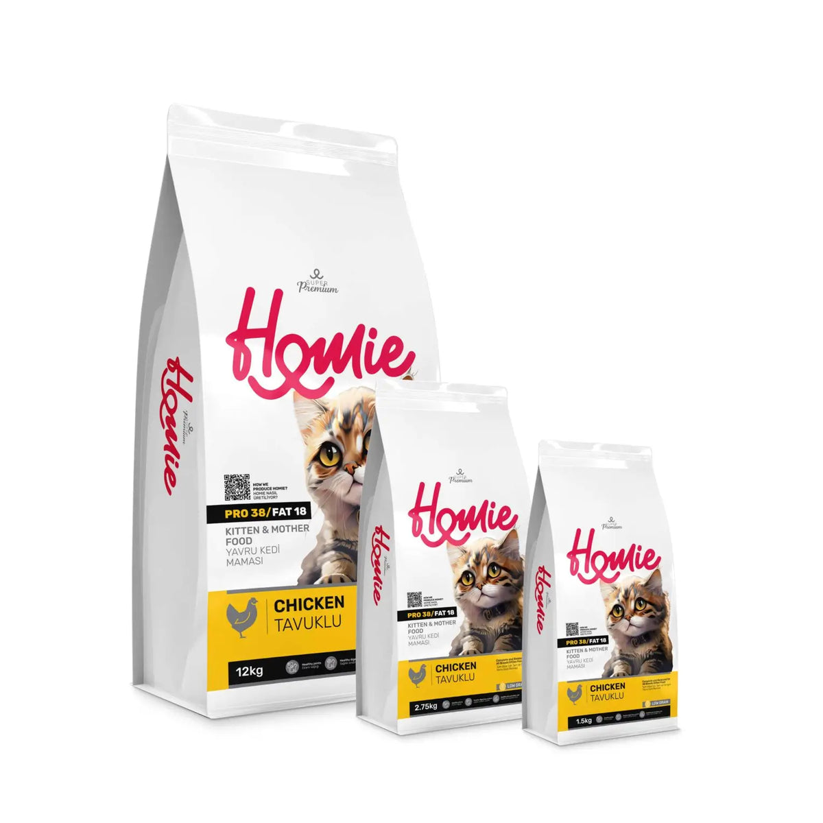 Homie Super Premium Tavuklu Az Tahıllı Yavru ve Anne Kedi Maması