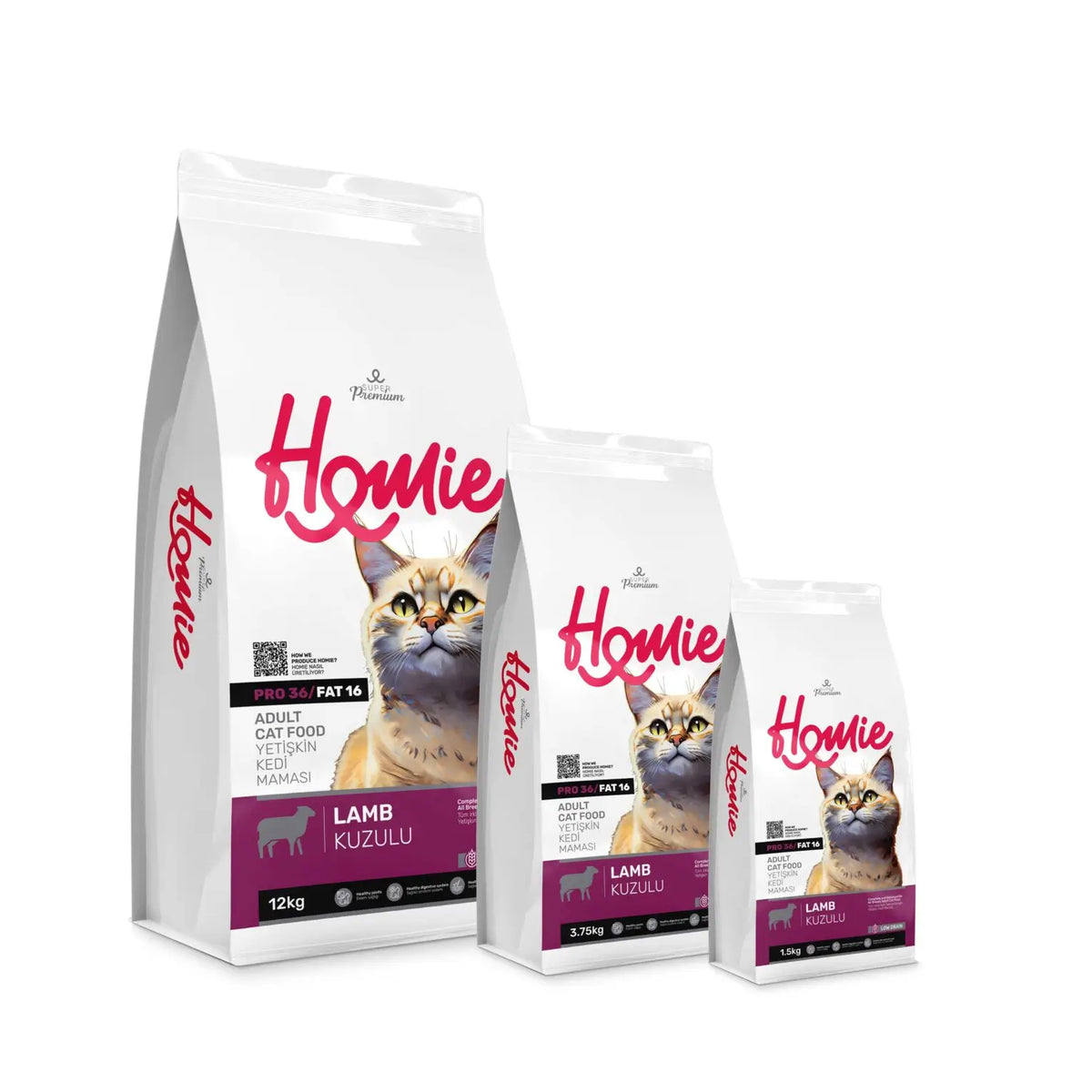 Homie Super Premium Kuzulu Az Tahıllı Yetişkin Kedi Maması